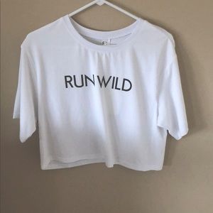 A white crop top T-shirt
